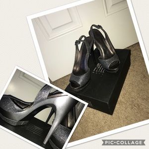 Pelle Moda sparkly silver heels. Worn once.